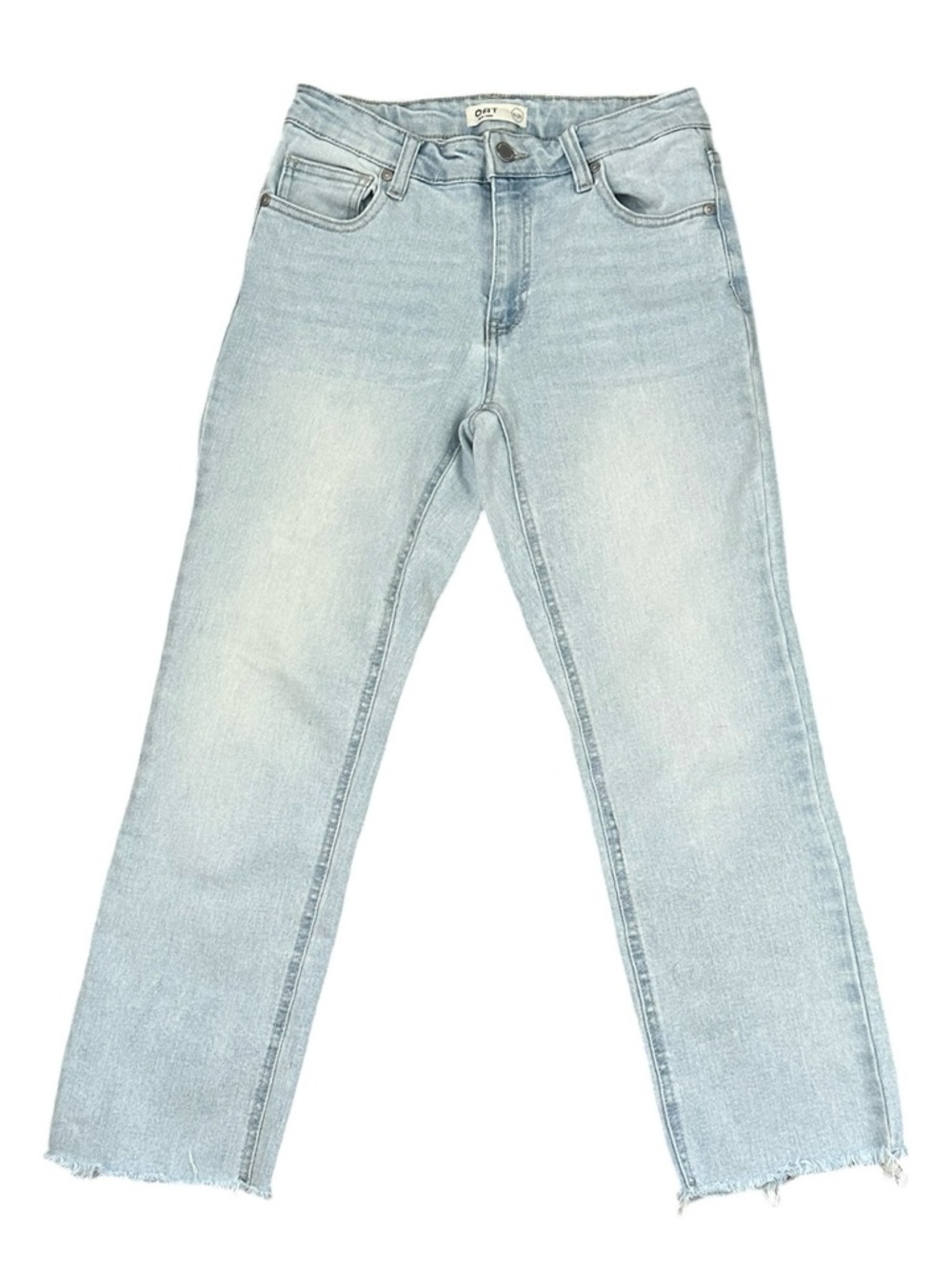 OAT NEW YORK Jeans Women’s 2/26 Blue High Waist Wide Leg High Rise Denim Raw Hem
